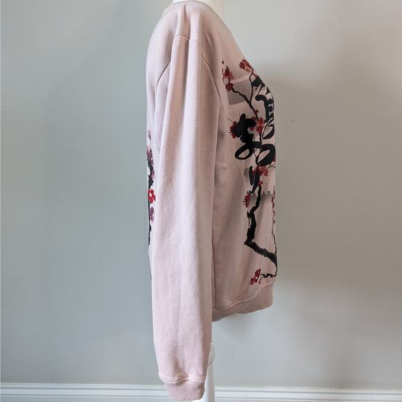 Blind Rooster Blush Pink Cherry Blossom Long Sleeve Pullover Sweatshirt Small - Picture 3 of 8